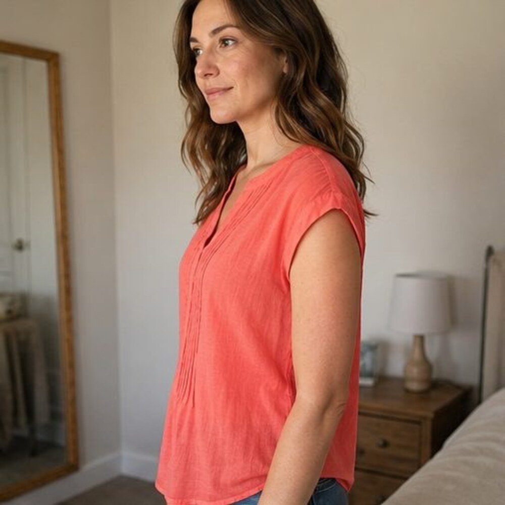 Navy Ruffle Blouse - Picture 3 of 6